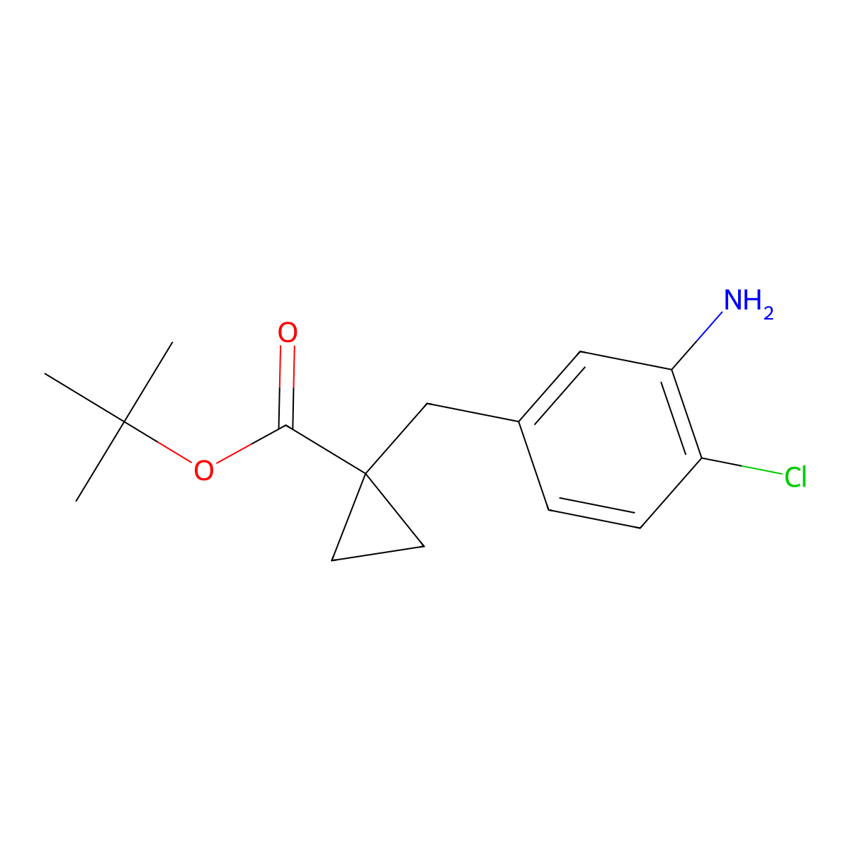 tert-Butyl 1-(3-amino-4-chlorobenzyl)cyclopropanecarboxylate molecular structure, CAS 1380604-87-4
