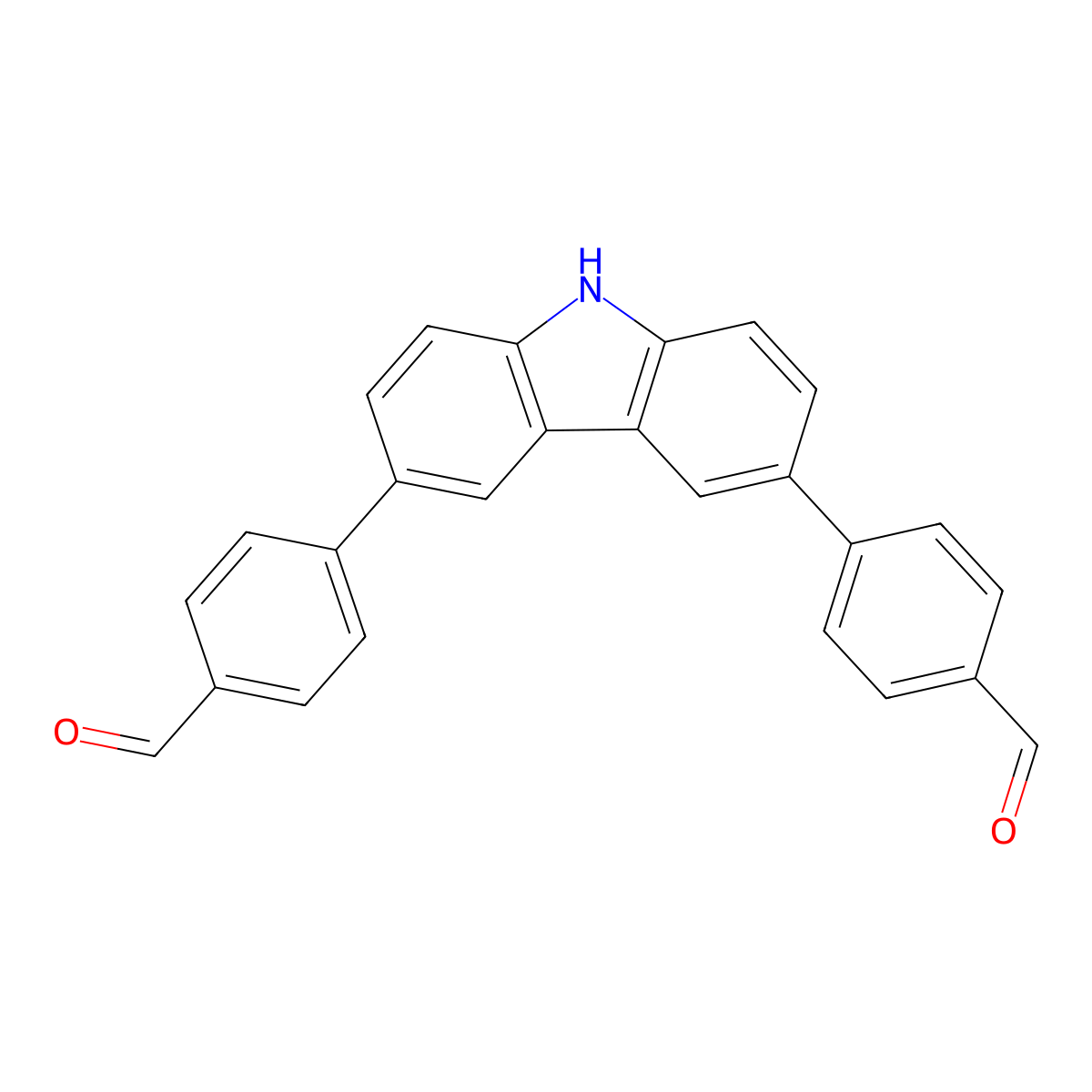 4,4'-(9H-Carbazole-3,6-diyl)dibenzaldehyde molecular structure, CAS 1380609-13-1