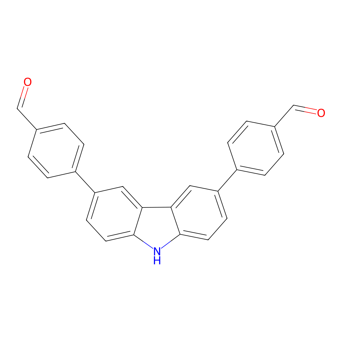 4,4'-(9H-Carbazole-3,6-diyl)dibenzaldehyde molecular structure, CAS 1380609-13-1