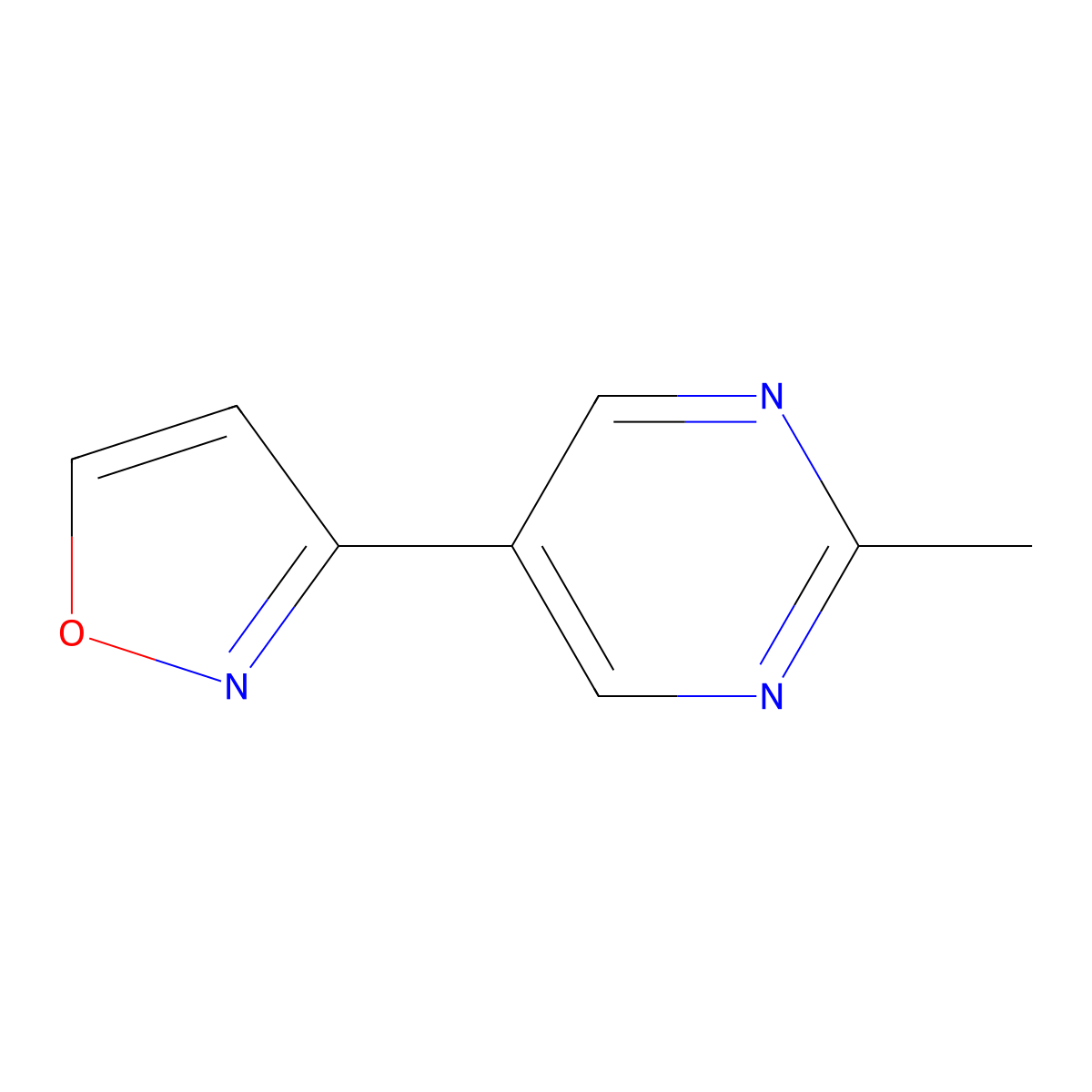 2-Methyl-5-isoxazol-3-yl-pyrimidine molecular structure, CAS 1380649-19-3