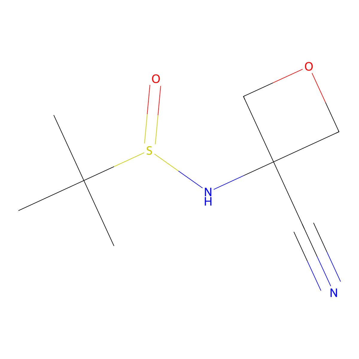 N-(3-cyanooxetan-3-yl)-2-methylpropane-2-sulfinamide molecular structure, CAS 1380656-56-3