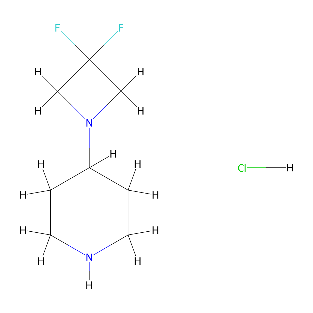 4-(3,3-Difluoroazetidin-1-yl)piperidine hydrochloride molecular structure, CAS 1380680-50-1