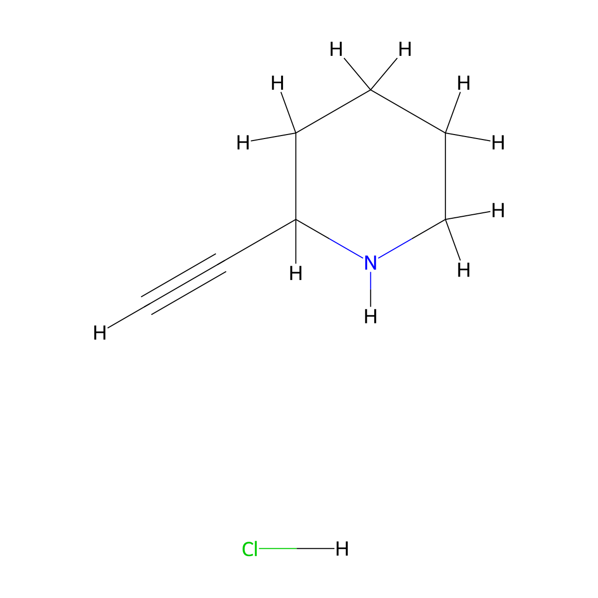 2-Ethynylpiperidine hydrochloride molecular structure, CAS 1380680-53-4