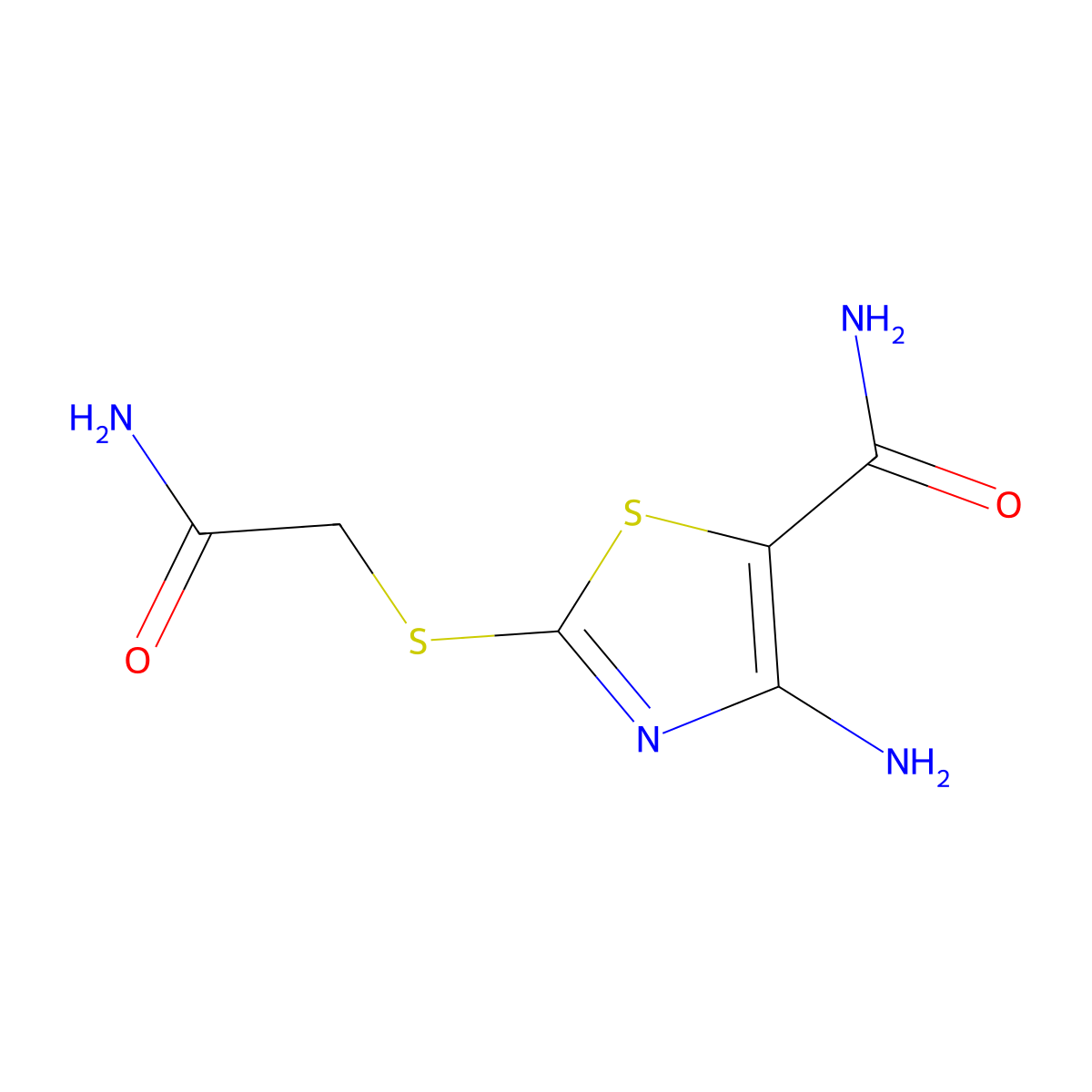 4-Amino-2-[(carbamoylmethyl)sulfanyl]-1,3-thiazole-5-carboxamide molecular structure, CAS 13807-05-1