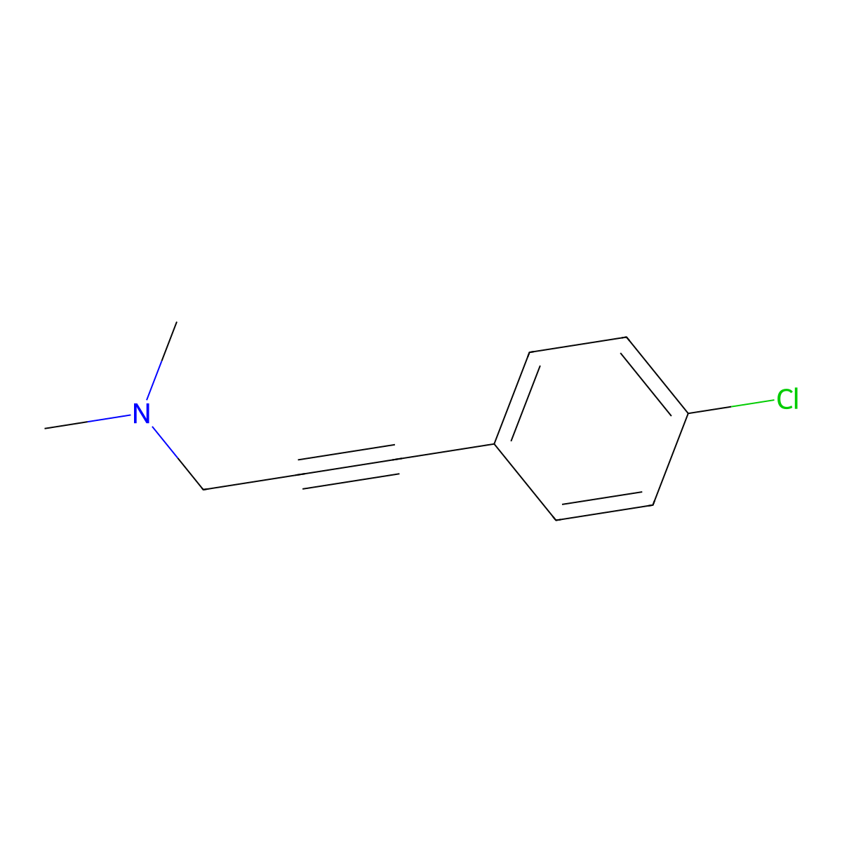 3-(4-Chlorophenyl)-N,N-dimethylprop-2-yn-1-amine molecular structure, CAS 13807-33-5