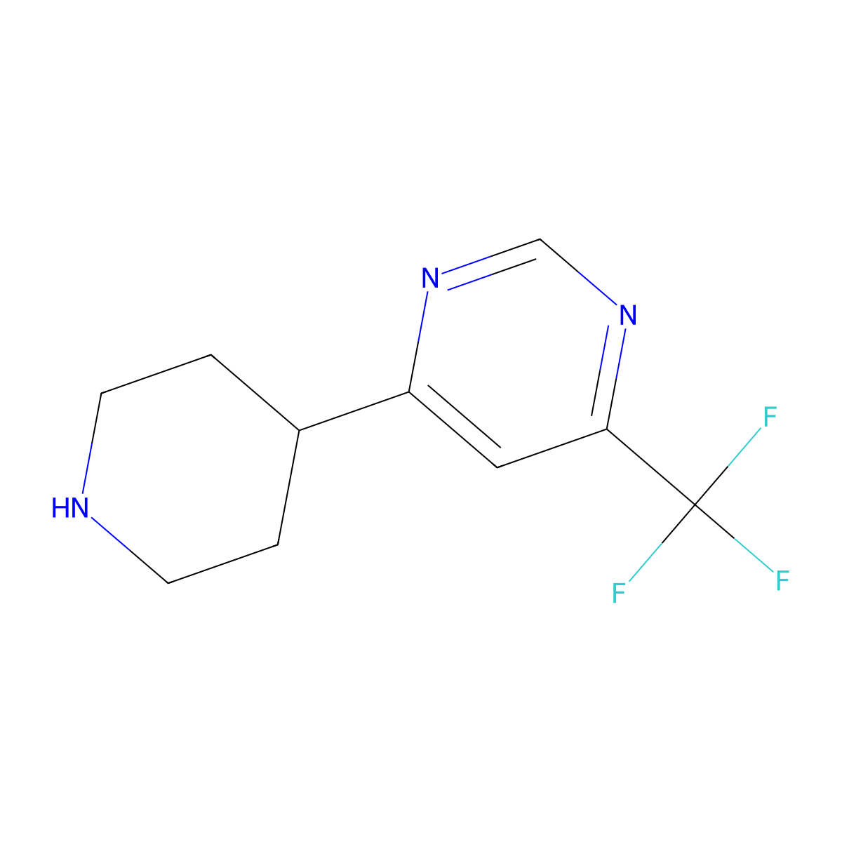 4-(Piperidin-4-yl)-6-(trifluoromethyl)pyrimidine molecular structure, CAS 1380712-12-8