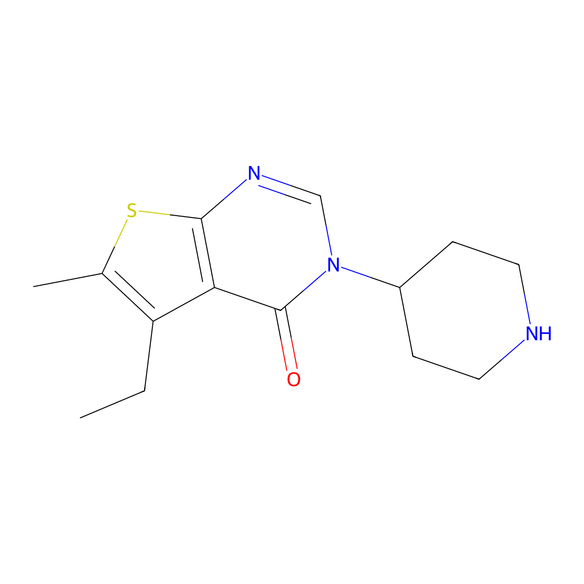 5-ethyl-6-methyl-3-(piperidin-4-yl)thieno[2,3-d]pyrimidin-4(3H)-one molecular structure, CAS 1380748-21-9
