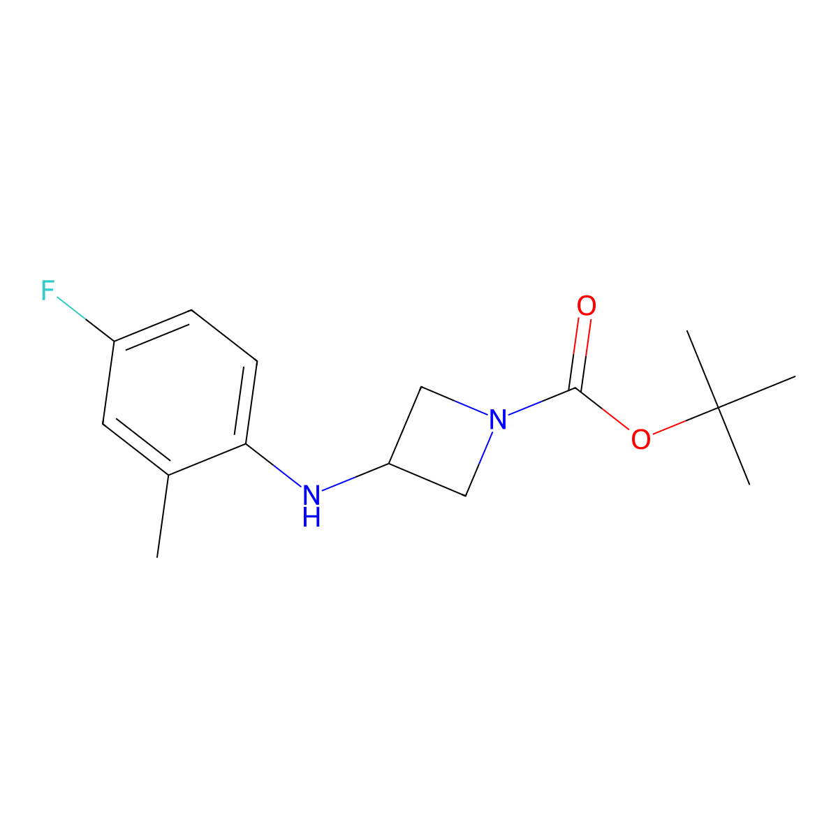 Tert-butyl 3-((4-fluoro-2-methylphenyl)amino)azetidine-1-carboxylate molecular structure, CAS 1380752-59-9