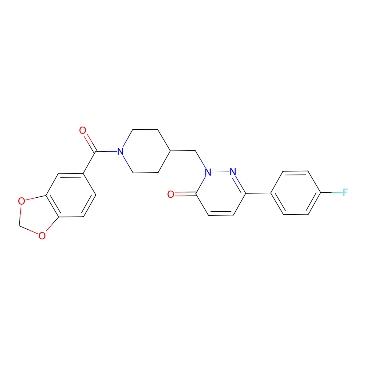 2-{[1-(2H-1,3-benzodioxole-5-carbonyl)piperidin-4-yl]methyl}-6-(4-fluorophenyl)-2,3-dihydropyridazin-3-one molecular structure, CAS 1380759-79-4