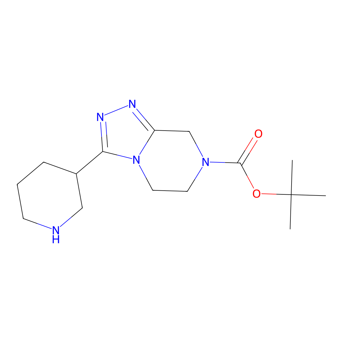 tert-Butyl 3-(piperidin-3-yl)-5,6-dihydro-[1,2,4]triazolo[4,3-a]pyrazine-7(8H)-carboxylate molecular structure, CAS 1380778-76-6