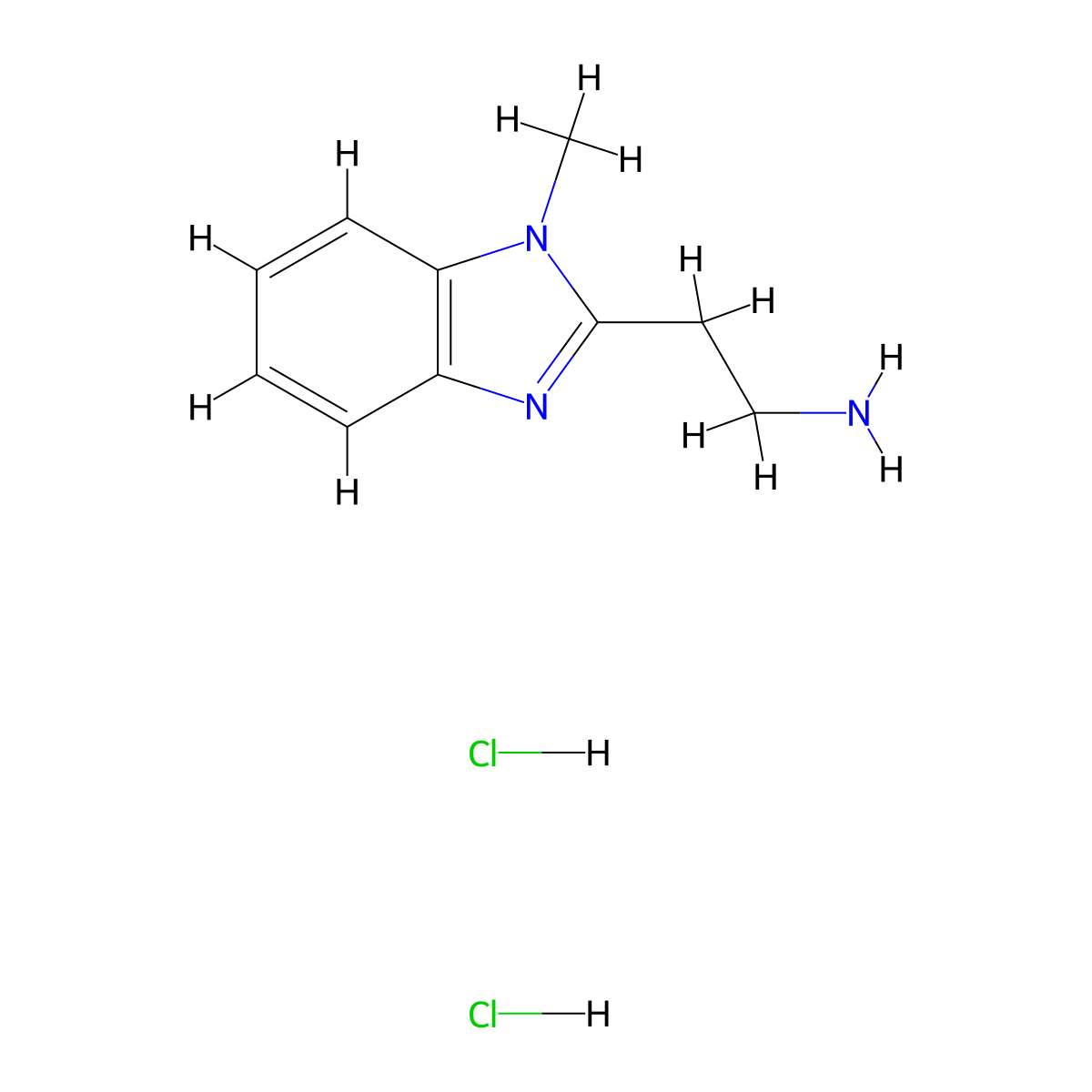2-(1-methyl-1H-1,3-benzodiazol-2-yl)ethan-1-amine dihydrochloride molecular structure, CAS 138078-14-5