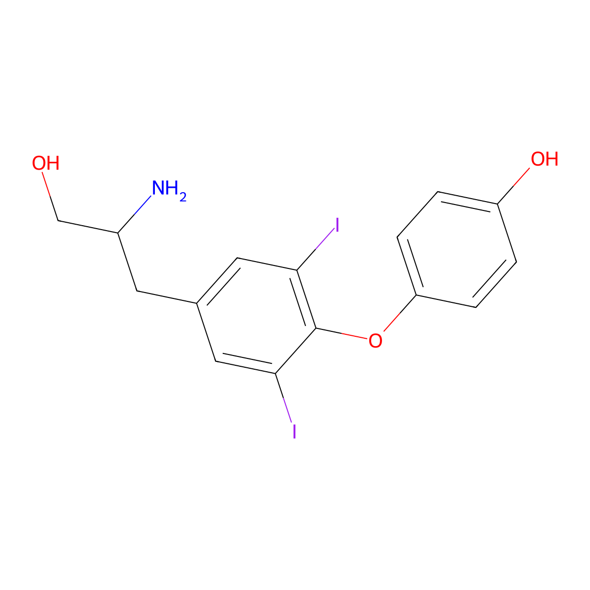 4-[4-[(2S)-2-amino-3-hydroxypropyl]-2,6-diiodophenoxy]phenol molecular structure, CAS 1380782-27-3