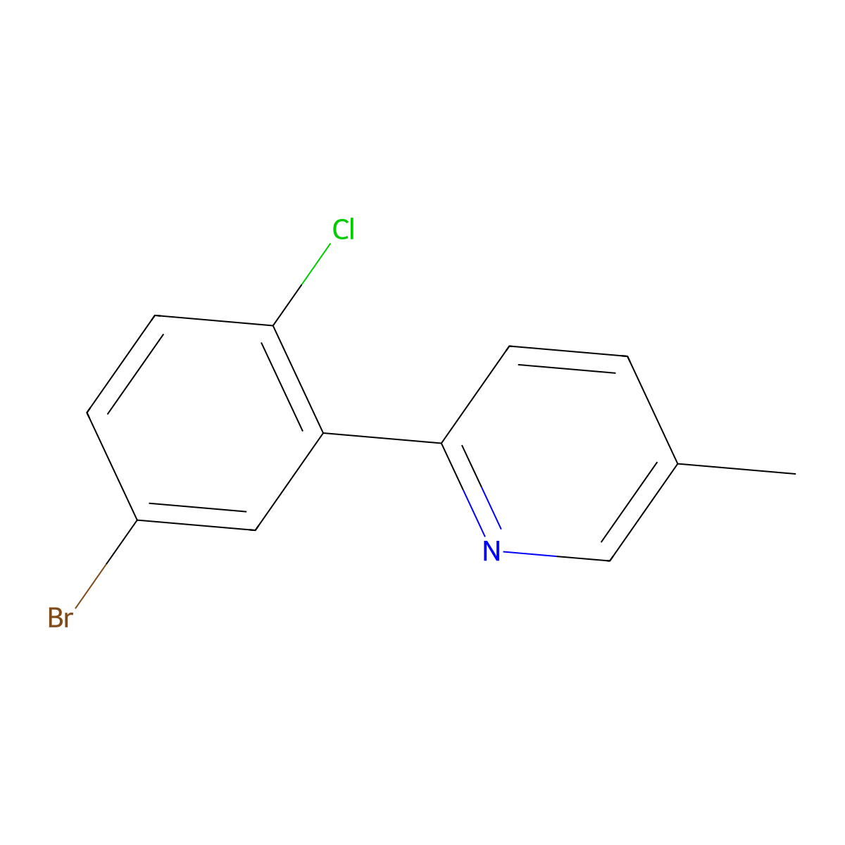 2-(5-Bromo-2-chlorophenyl)-5-methylpyridine molecular structure, CAS 1380796-81-5