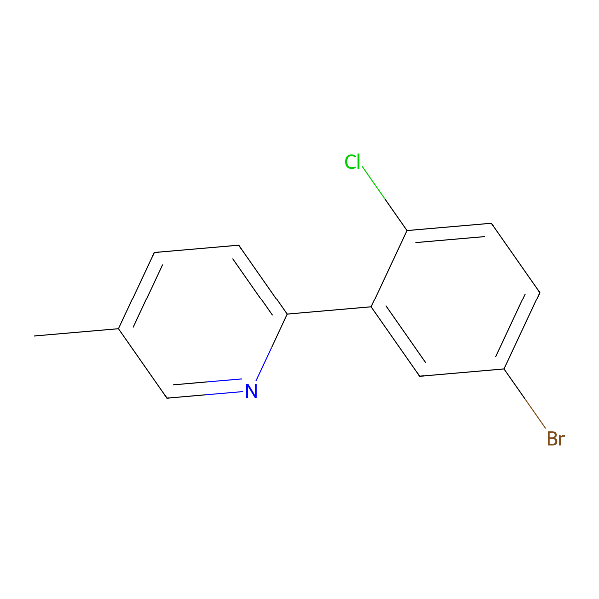 2-(5-Bromo-2-chlorophenyl)-5-methylpyridine molecular structure, CAS 1380796-81-5