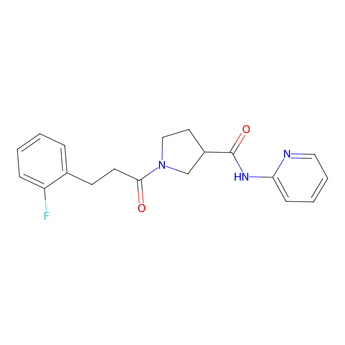 1-[3-(2-fluorophenyl)propanoyl]-N-(pyridin-2-yl)pyrrolidine-3-carboxamide molecular structure, CAS 1380797-01-2