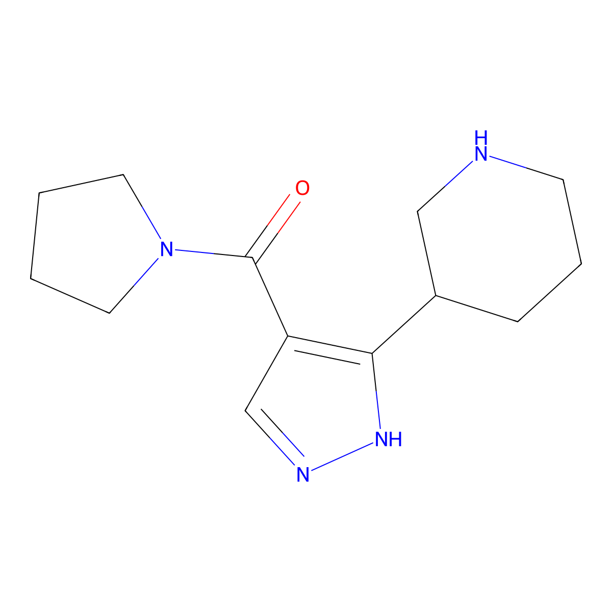 3-[4-(Pyrrolidine-1-carbonyl)-1H-pyrazol-3-YL]piperidine molecular structure, CAS 1380799-70-1