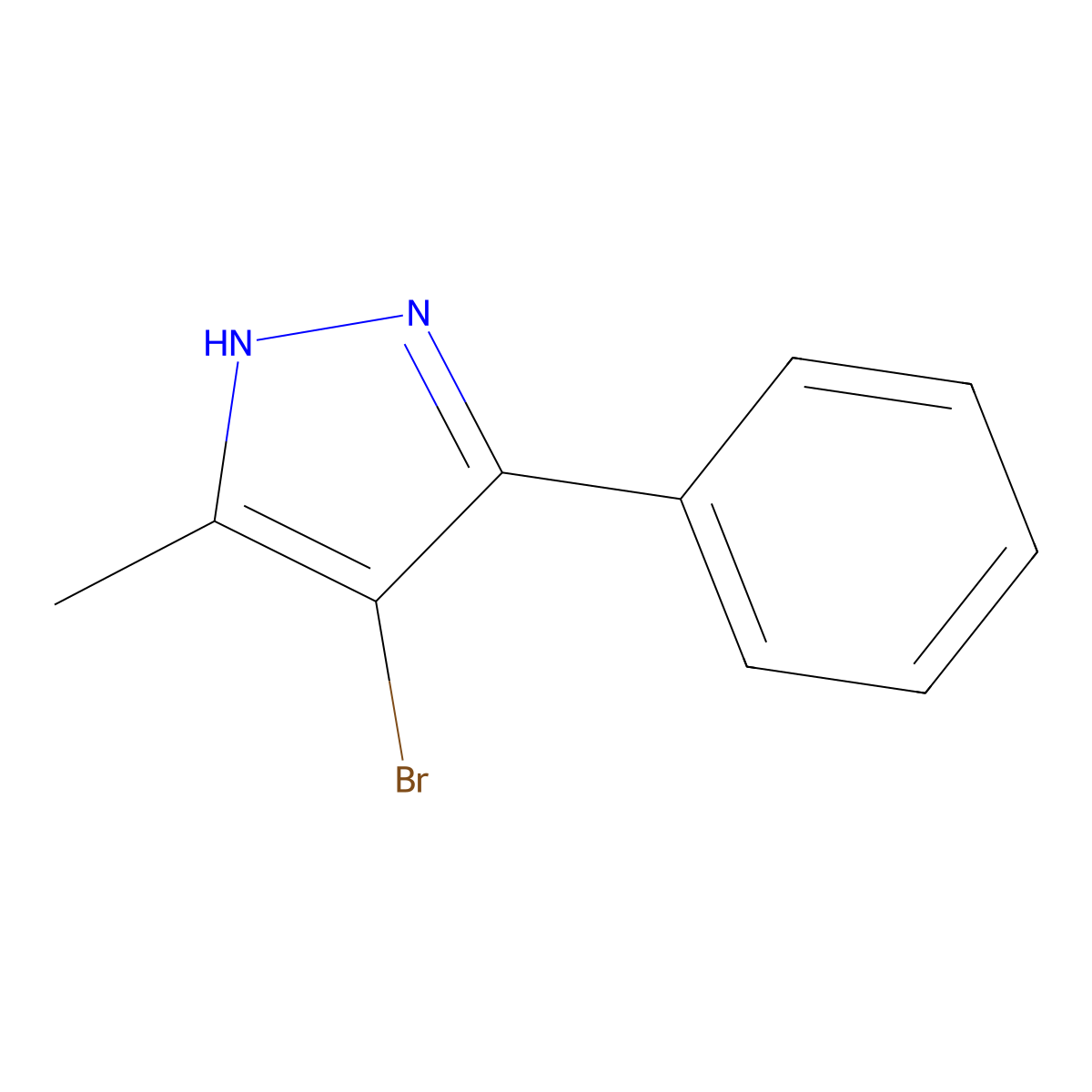 4-bromo-3-methyl-5-phenyl-1H-pyrazole molecular structure, CAS 13808-66-7
