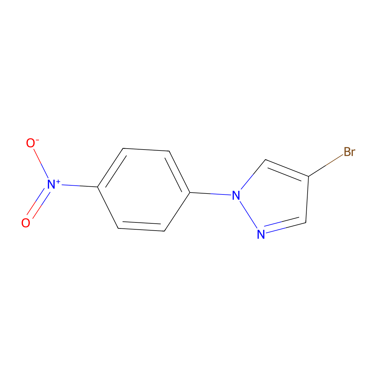 4-bromo-1-(4-nitrophenyl)-1H-pyrazole molecular structure, CAS 13808-90-7