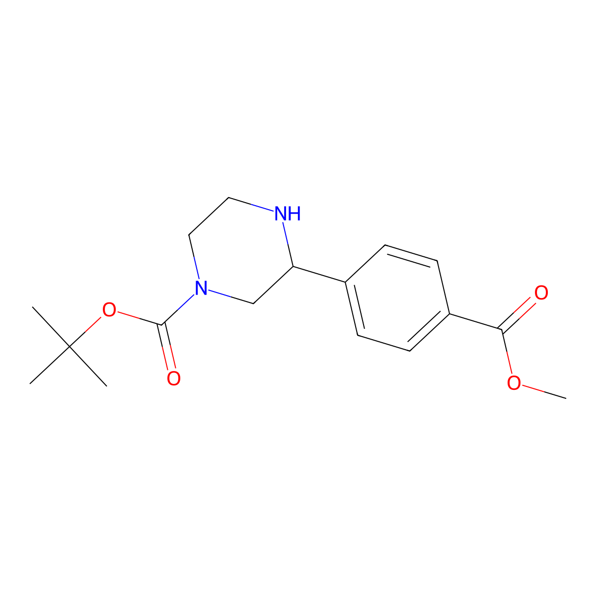 Tert-butyl 3-[4-(methoxycarbonyl)phenyl]piperazine-1-carboxylate molecular structure, CAS 1380861-63-1
