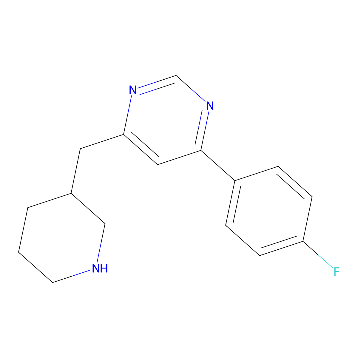 4-(4-Fluorophenyl)-6-(piperidin-3-ylmethyl)pyrimidine molecular structure, CAS 1380885-32-4