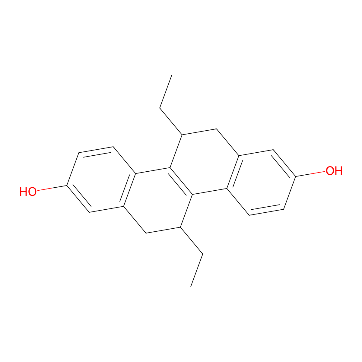 2,8-Chrysenediol, 5,11-diethyl-5,6,11,12-tetrahydro-, (5R,11R)- molecular structure, CAS 138090-06-9