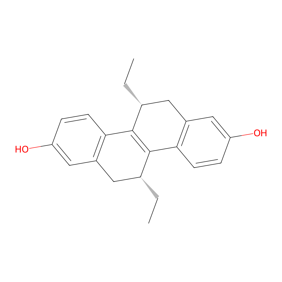 2,8-Chrysenediol, 5,11-diethyl-5,6,11,12-tetrahydro-, (5R,11R)- molecular structure, CAS 138090-06-9