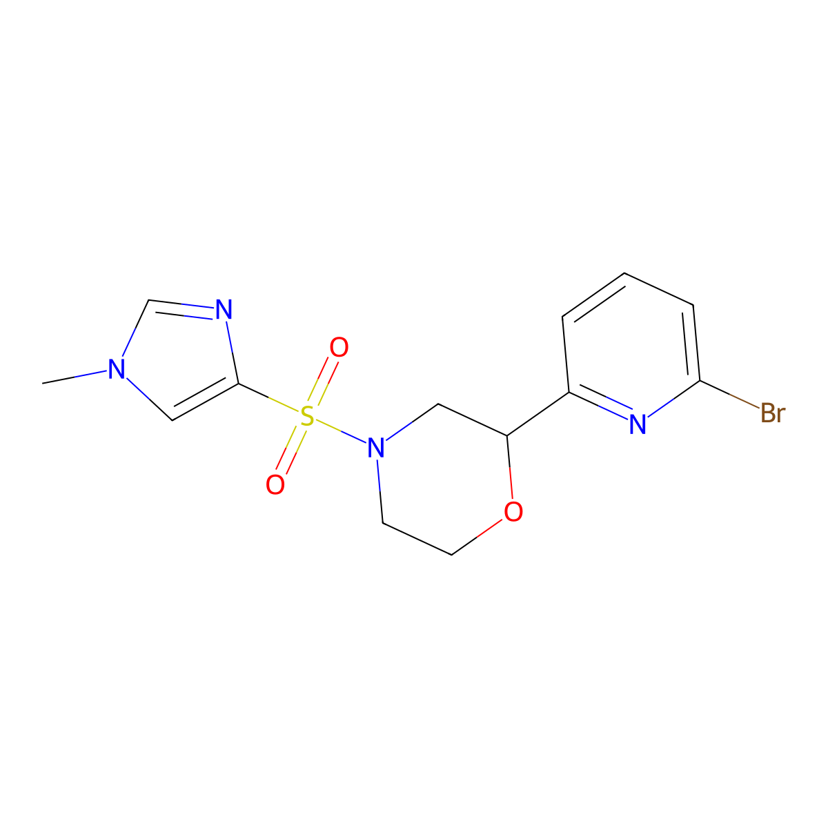 2-(6-bromopyridin-2-yl)-4-((1-methyl-1H-imidazol-4-yl)sulfonyl)morpholine molecular structure, CAS 1380908-69-9