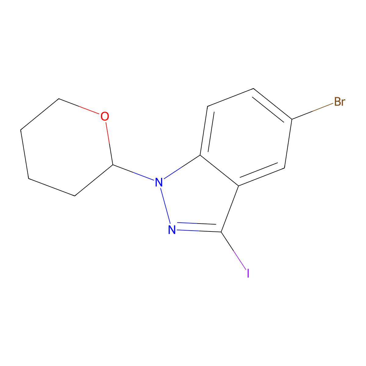 5-bromo-3-iodo-1-(tetrahydro-2H-pyran-2-yl)-1H-indazole molecular structure, CAS 1380917-35-0