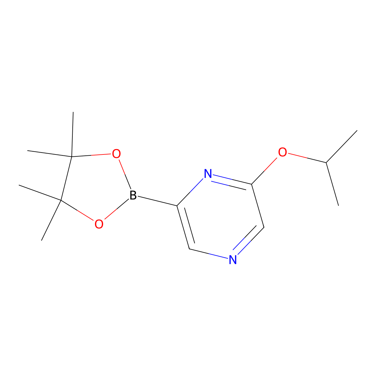 2-Isopropoxy-6-(4,4,5,5-tetramethyl-1,3,2-dioxaborolan-2-yl)pyrazine molecular structure, CAS 1380918-96-6