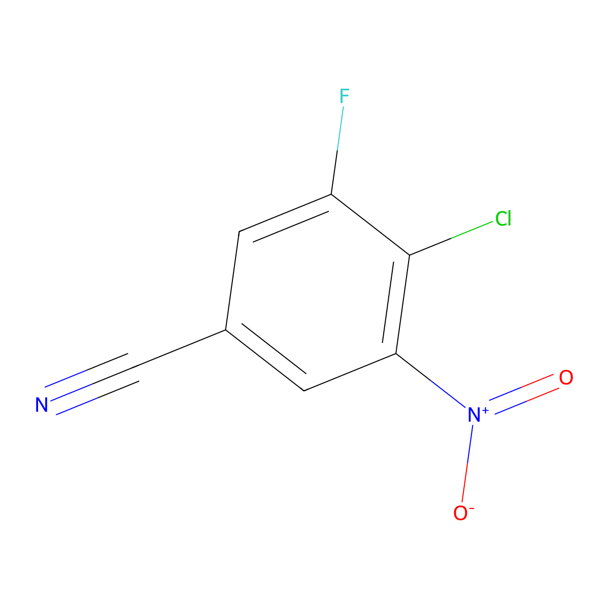 4-Chloro-3-fluoro-5-nitrobenzonitrile molecular structure, CAS 1380921-45-8