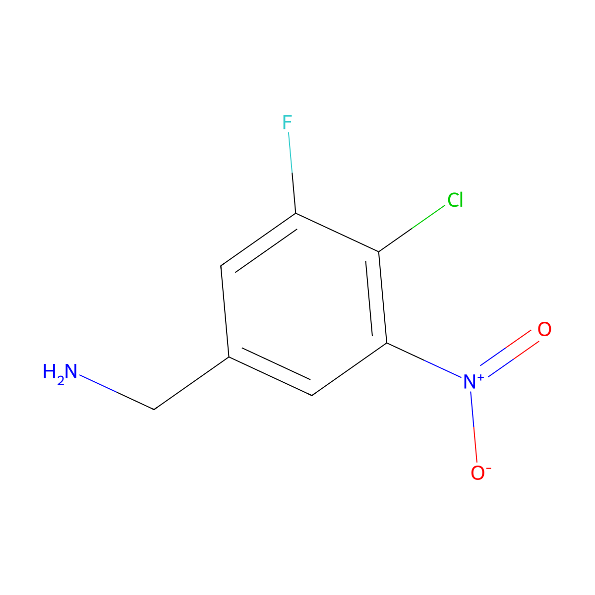 (4-Chloro-3-fluoro-5-nitrophenyl)methanamine molecular structure, CAS 1380921-46-9