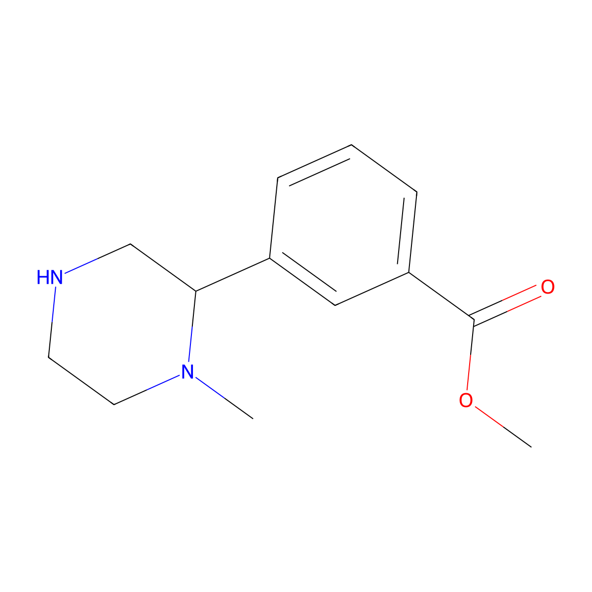 Methyl 3-(1-methylpiperazin-2-yl)benzoate molecular structure, CAS 1380945-07-2
