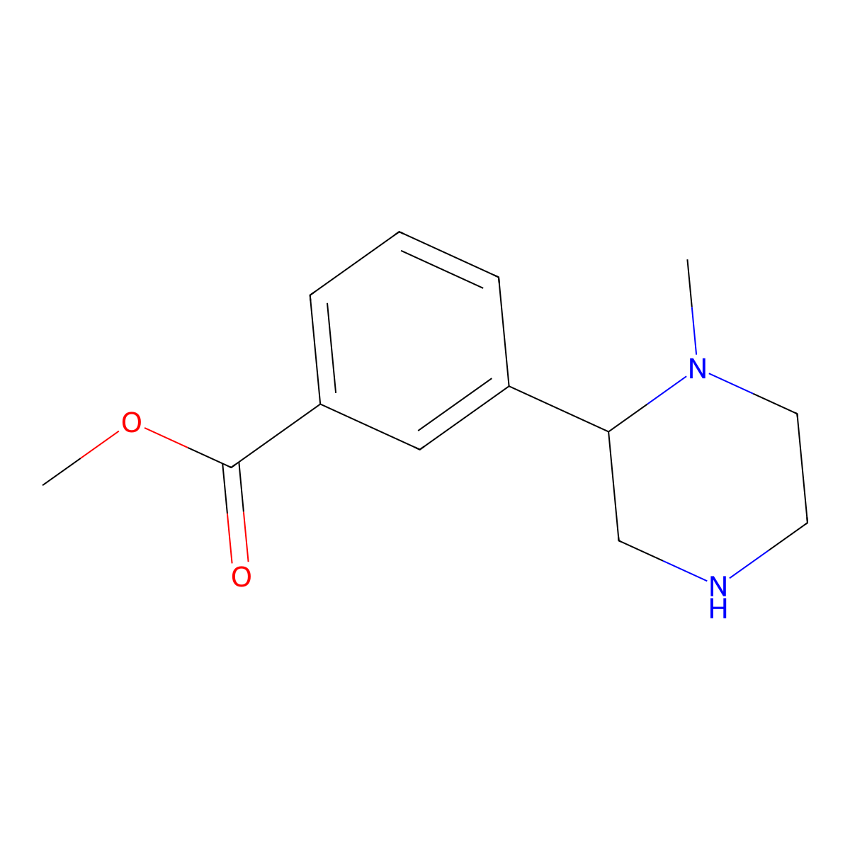 Methyl 3-(1-methylpiperazin-2-yl)benzoate molecular structure, CAS 1380945-07-2