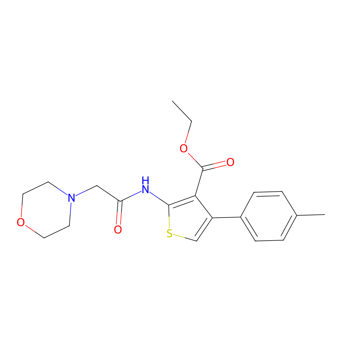 Ethyl 4-(4-methylphenyl)-2-[(2-morpholin-4-ylacetyl)amino]thiophene-3-carboxylate molecular structure, CAS 138098-82-5