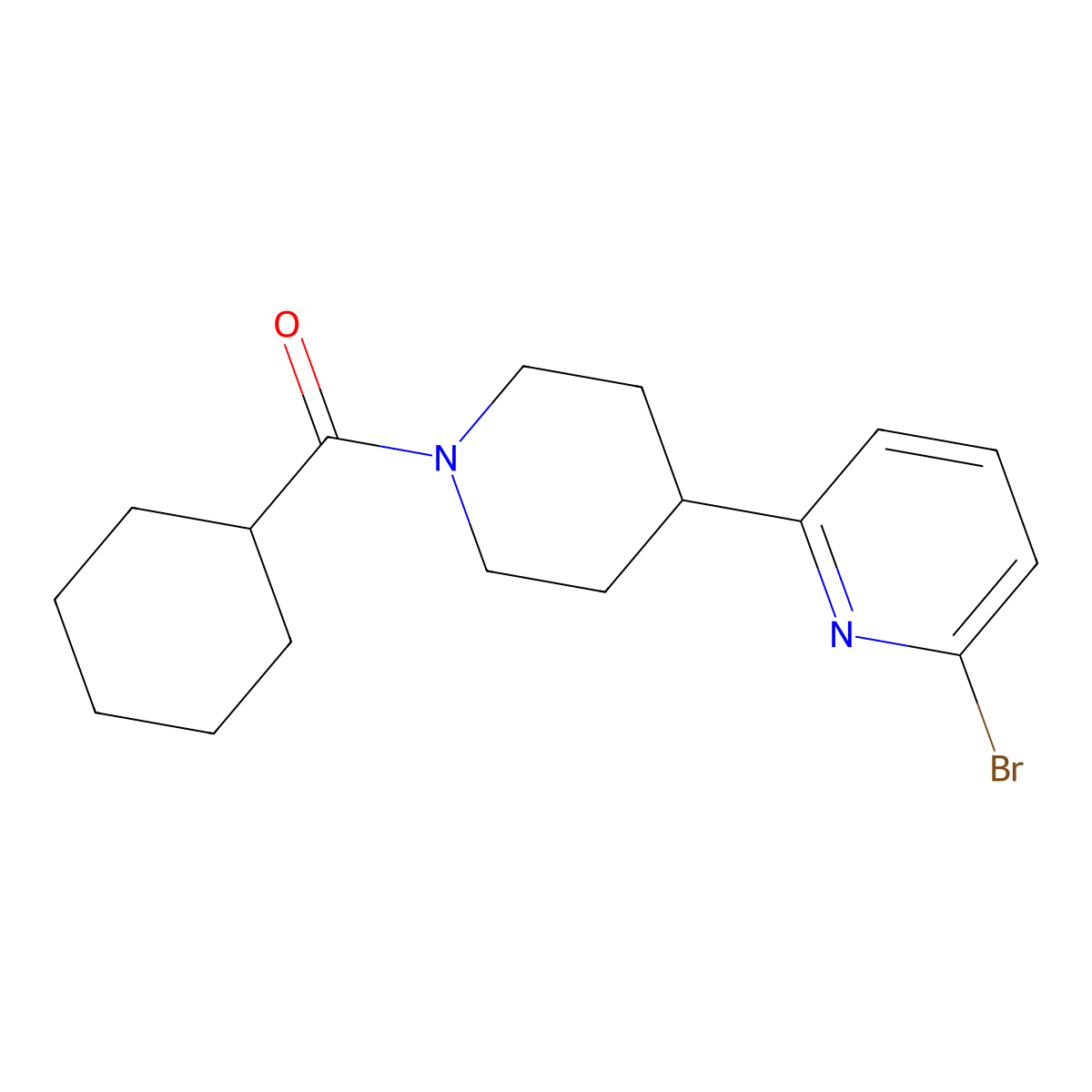 2-Bromo-6-(1-cyclohexanecarbonylpiperidin-4-YL)pyridine molecular structure, CAS 1381057-08-4