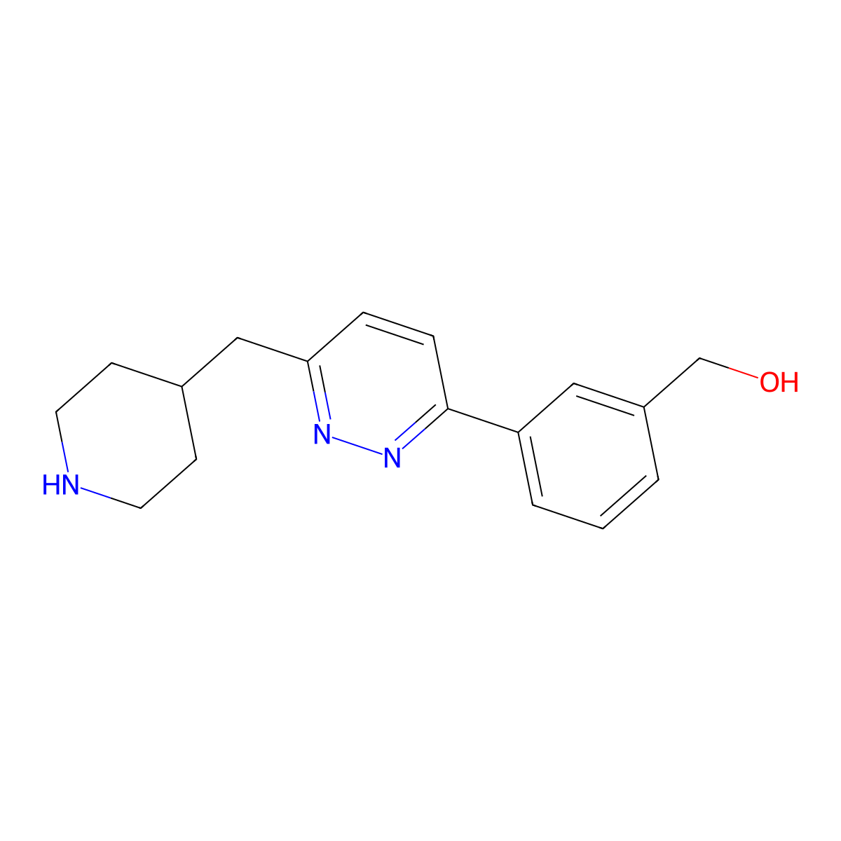 (3-(6-(Piperidin-4-ylmethyl)pyridazin-3-yl)phenyl)methanol molecular structure, CAS 1381084-56-5