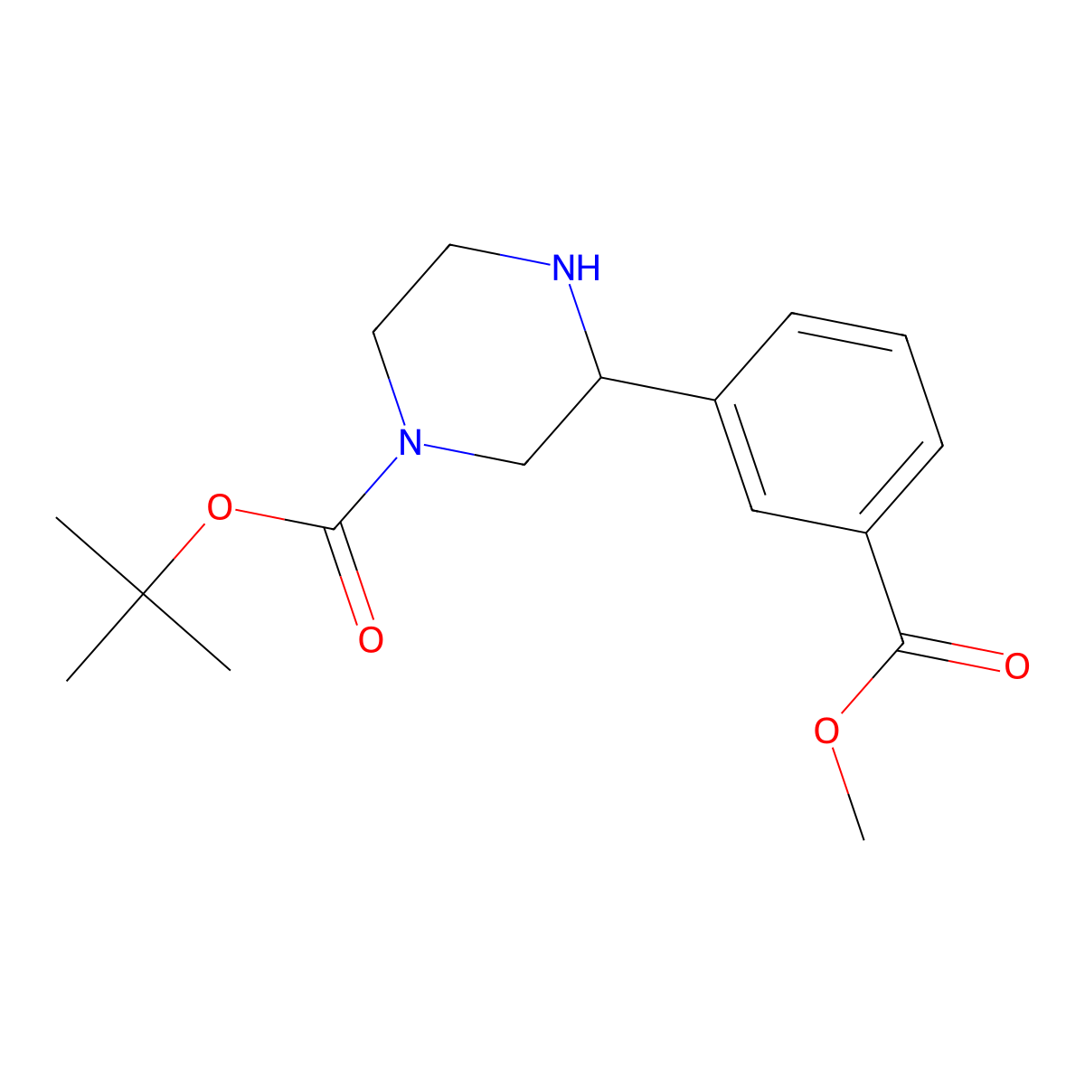 Tert-butyl 3-[3-(methoxycarbonyl)phenyl]piperazine-1-carboxylate molecular structure, CAS 1381089-07-1