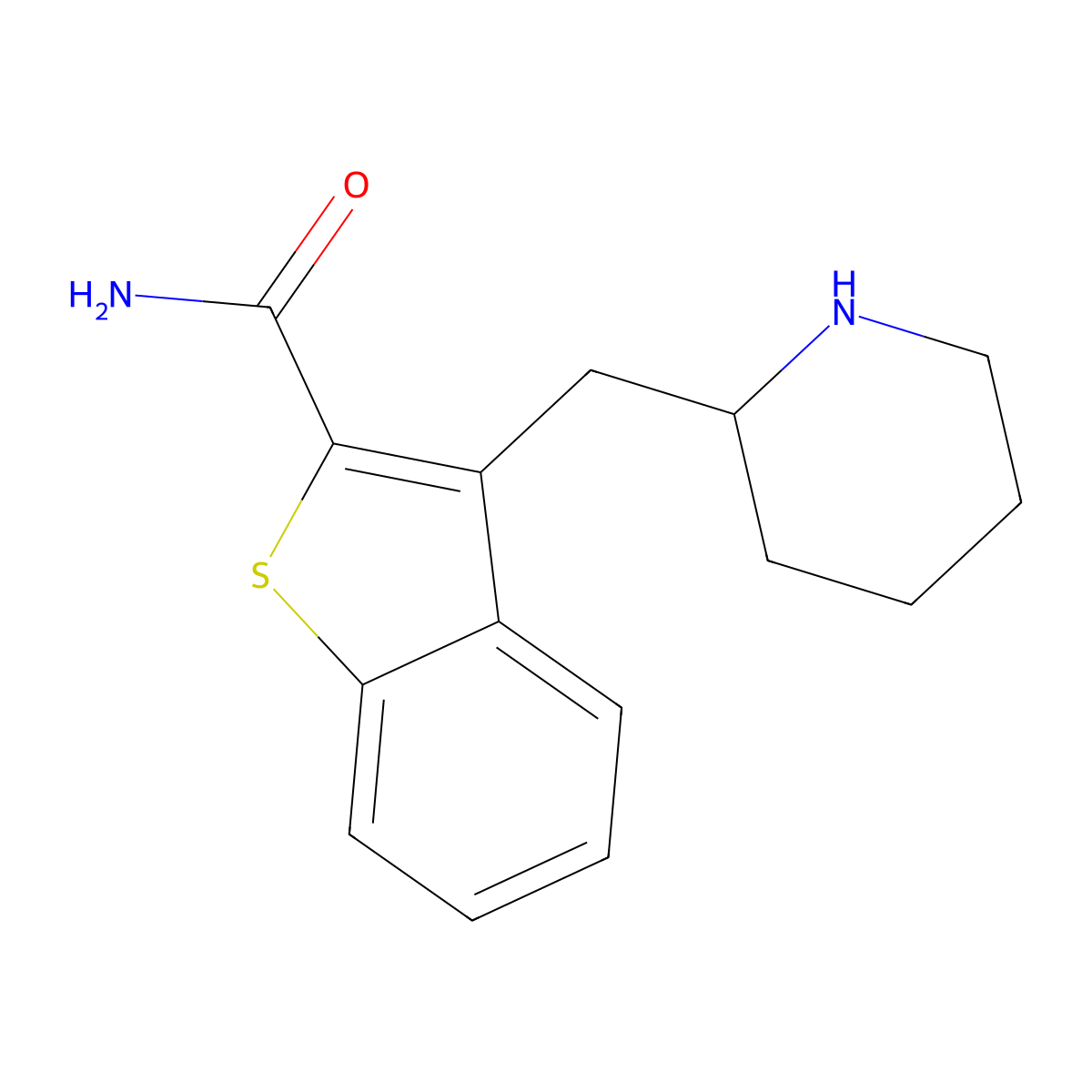 3-Piperidin-2-ylmethyl-benzo[b]thiophene-2-carboxylic acid amide molecular structure, CAS 1381121-71-6