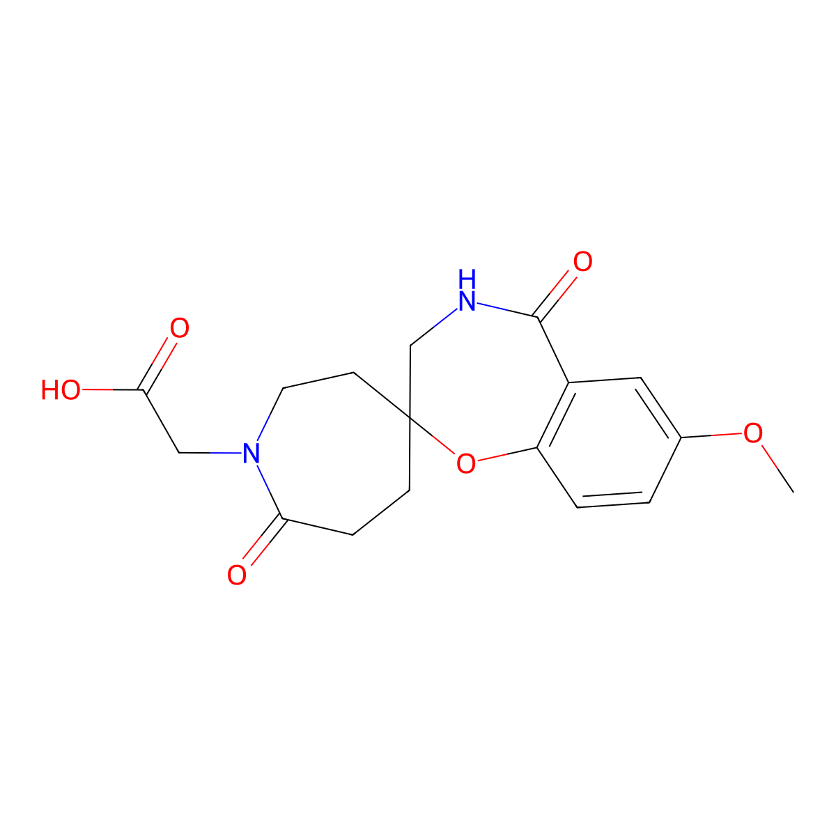 2-(7'-methoxy-5',7-dioxo-4',5'-dihydro-3'H-spiro[azepane-4,2'-benzo[f][1,4]oxazepin]-1-yl)acetic acid molecular structure, CAS 1381165-34-9