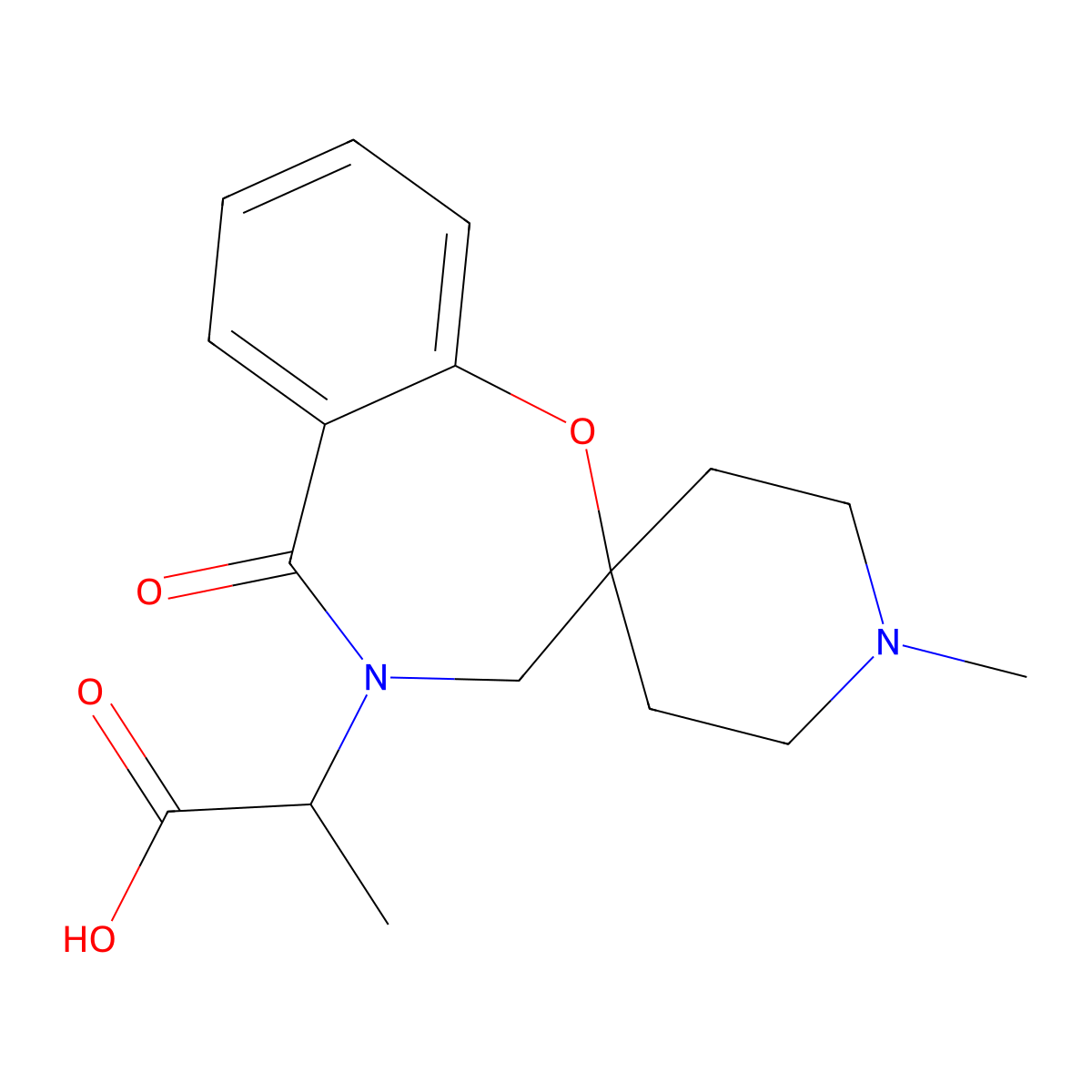 2-(1'-Methyl-5-oxo-3H-spiro[benzo[f][1,4]oxazepine-2,4'-piperidin]-4(5H)-yl)propanoic acid molecular structure, CAS 1381168-40-6
