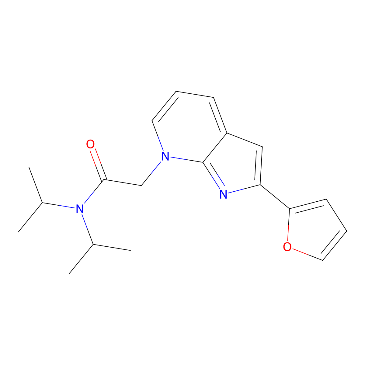 2-(2-(Furan-2-yl)-7H-pyrrolo[2,3-b]pyridin-7-yl)-N,N-diisopropylacetamide molecular structure, CAS 1381205-95-3