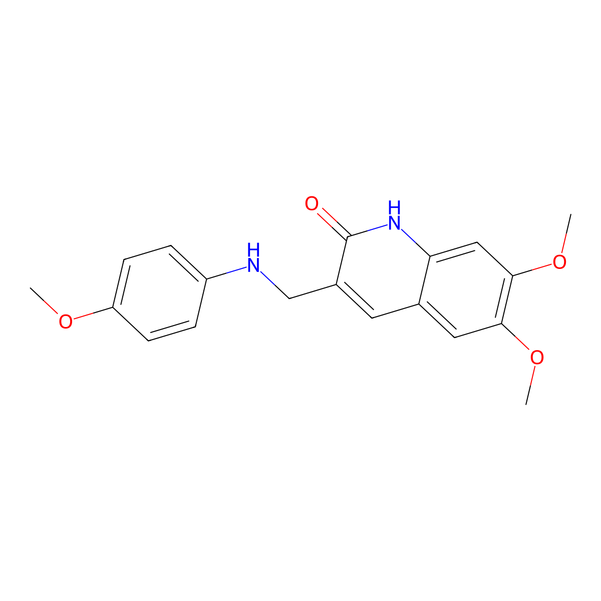 6,7-dimethoxy-3-{[(4-methoxyphenyl)amino]methyl}quinolin-2(1H)-one molecular structure, CAS 1381260-70-3