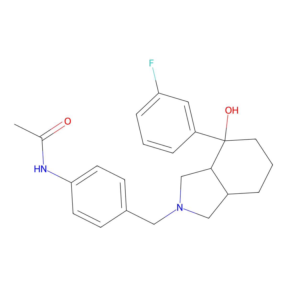 N-(4-{[4-(3-Fluorophenyl)-4-hydroxyoctahydro-2H-isoindol-2-yl]methyl}phenyl)acetamide molecular structure, CAS 1381289-59-3