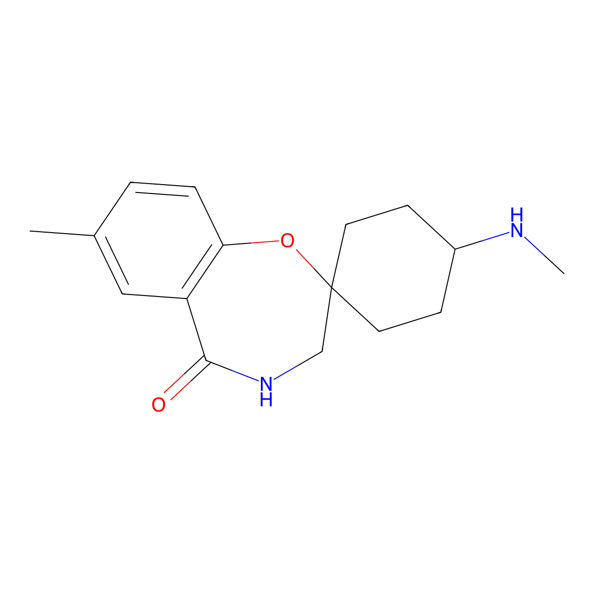 7-methyl-4'-(methylamino)-3,4-dihydro-5H-spiro[benzo[f][1,4]oxazepine-2,1'-cyclohexan]-5-one molecular structure, CAS 1381295-27-7