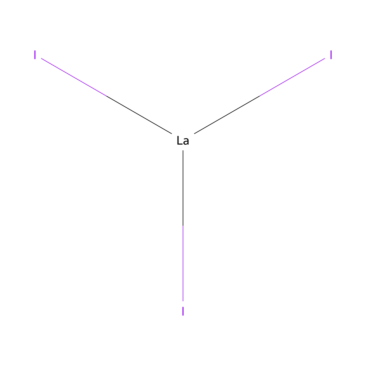 Lanthanum iodide (LaI3) molecular structure, CAS 13813-22-4