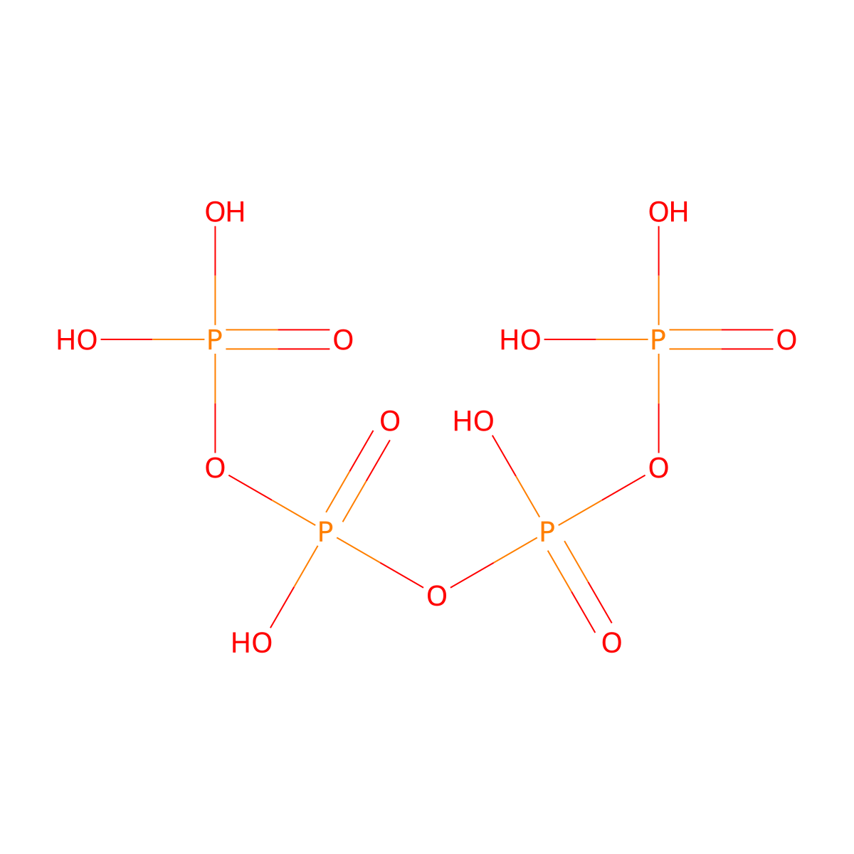 Tetraphosphoric acid molecular structure, CAS 13813-62-2