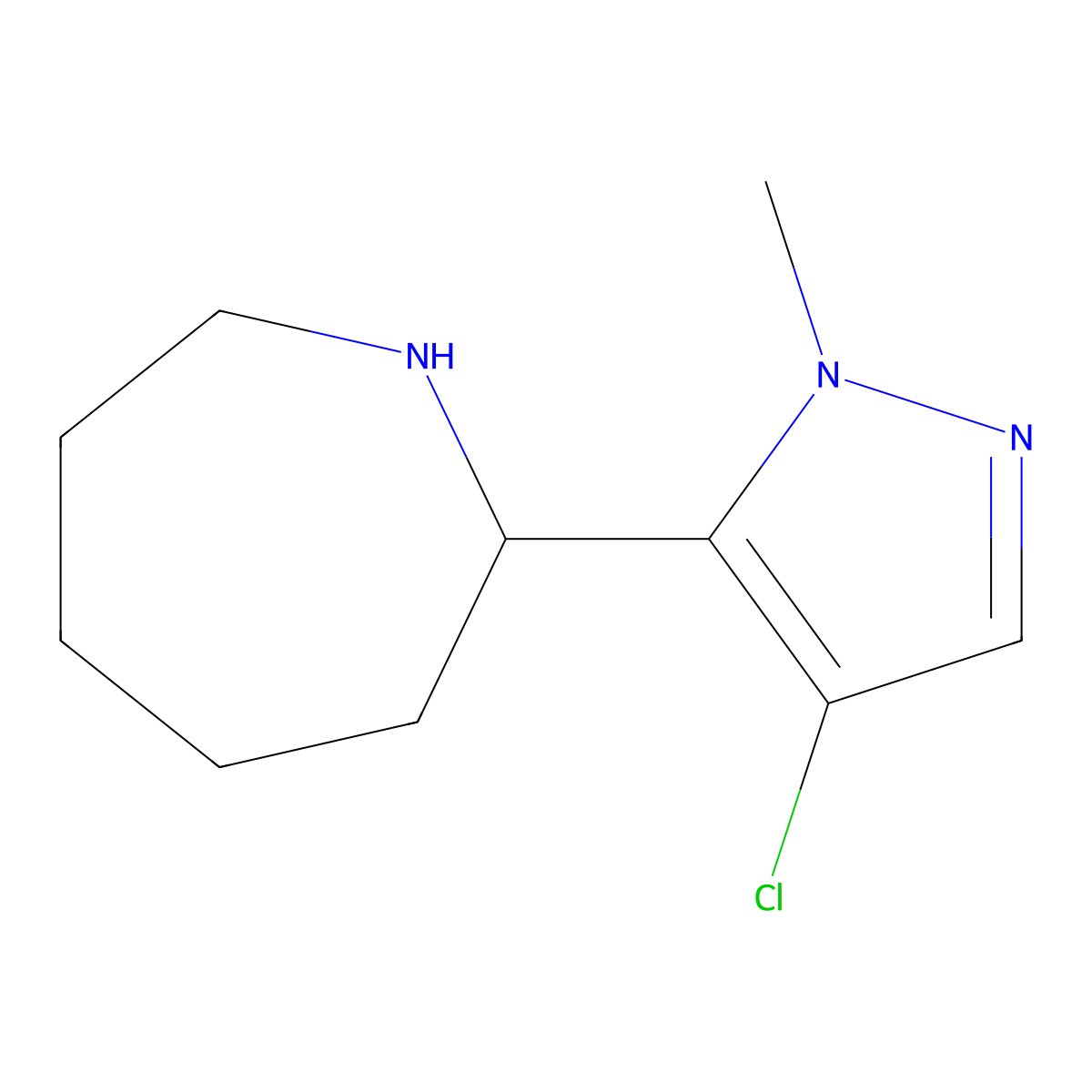 2-(4-Chloro-1-methyl-1H-pyrazol-5-yl)azepane molecular structure, CAS 1381366-51-3