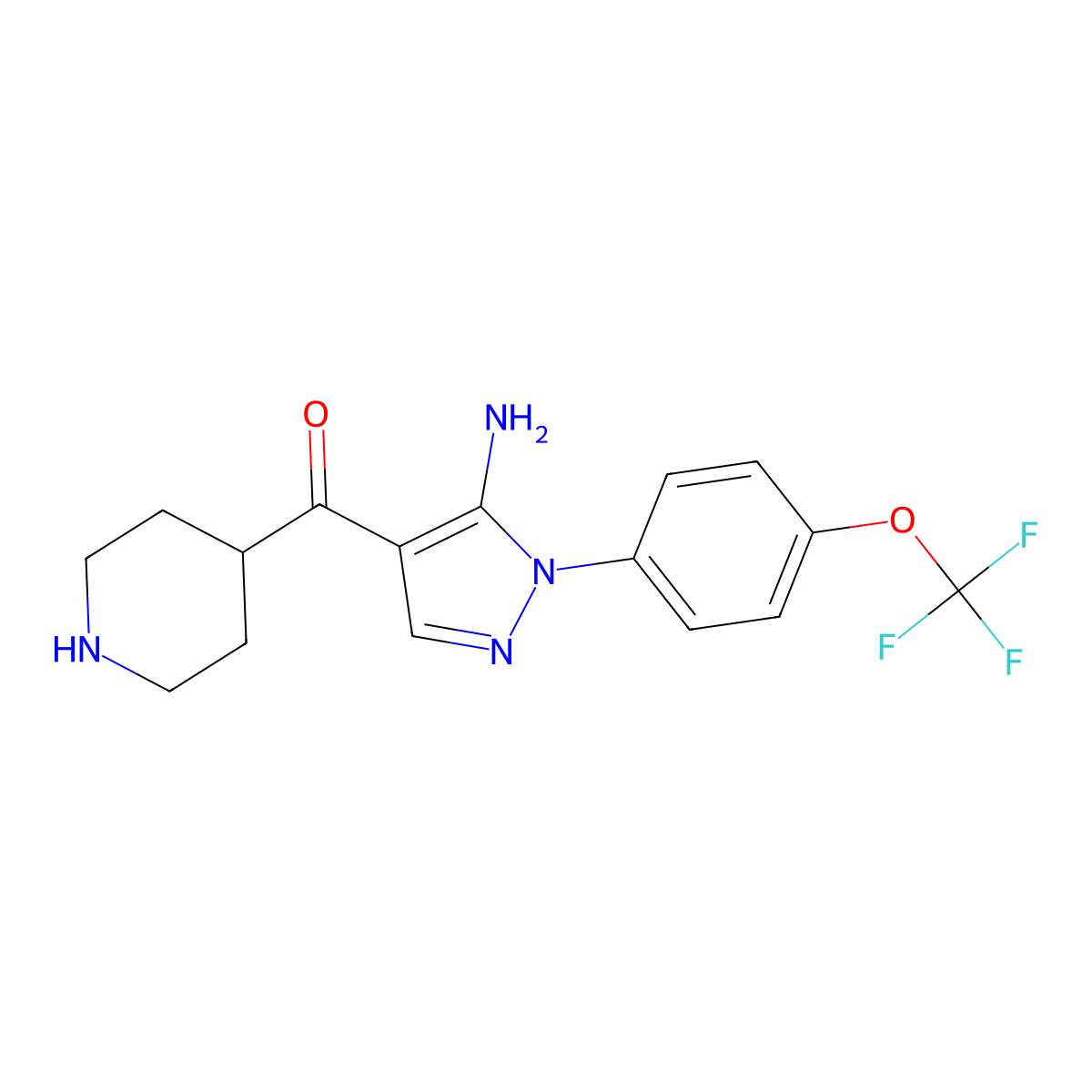 [5-Amino-1-[4-(trifluoromethoxy)phenyl]pyrazol-4-yl]-piperidin-4-ylmethanone molecular structure, CAS 1381459-14-8