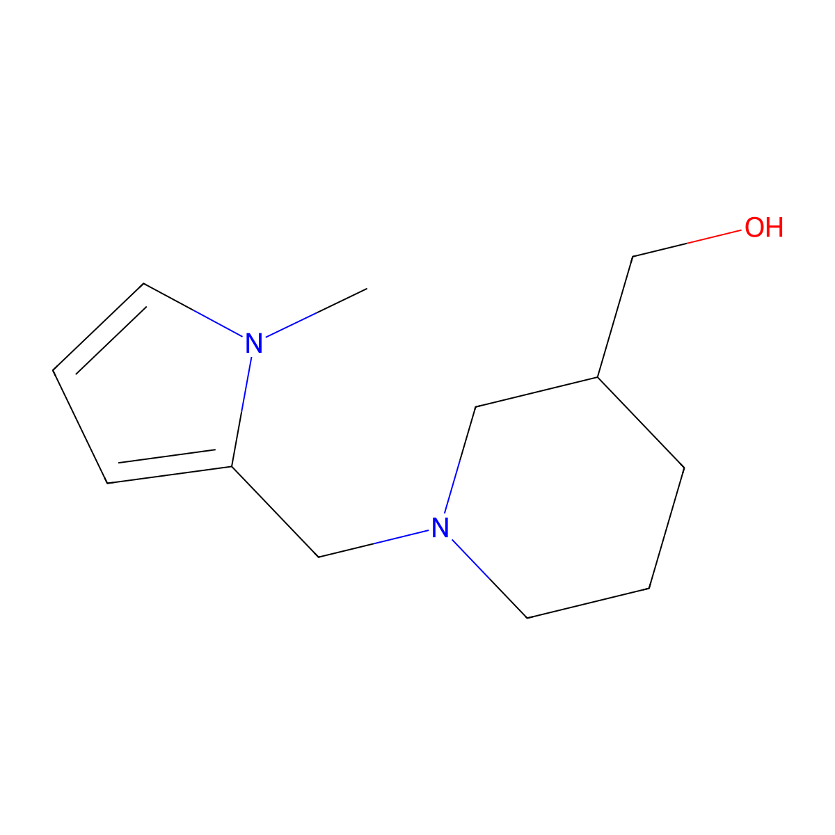 (1-((1-methyl-1H-pyrrol-2-yl)methyl)piperidin-3-yl)methanol molecular structure, CAS 1381489-34-4
