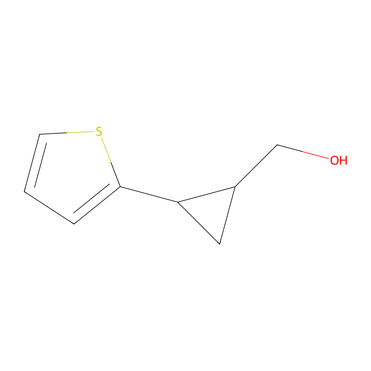 rac-[(1R,2R)-2-(thiophen-2-yl)cyclopropyl]methanol molecular structure, CAS 138150-19-3